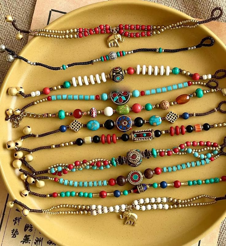 Bohemian Charm Bracelet Set – Handwoven Ethnic Beads with Tribal Motifs
