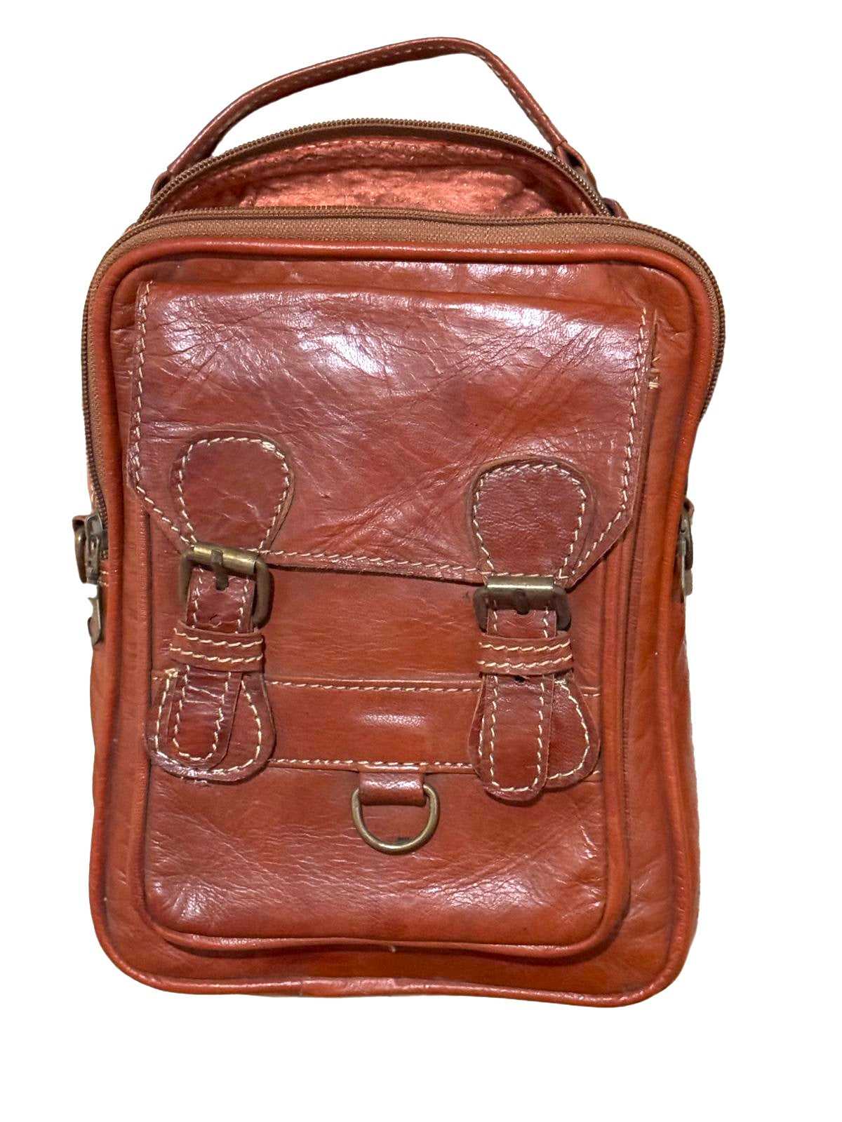 Handmade Genuine Leather Men’s Utility Bag – Chestnut Brown