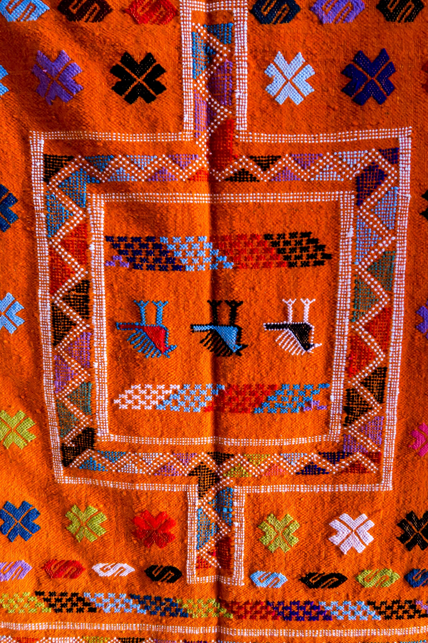 Handwoven Moroccan Rug – Tribal Flame Orange