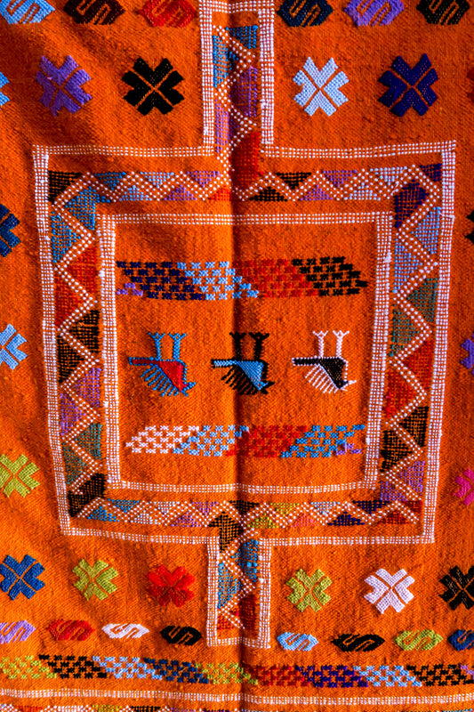 Handwoven Moroccan Rug – Tribal Flame Orange