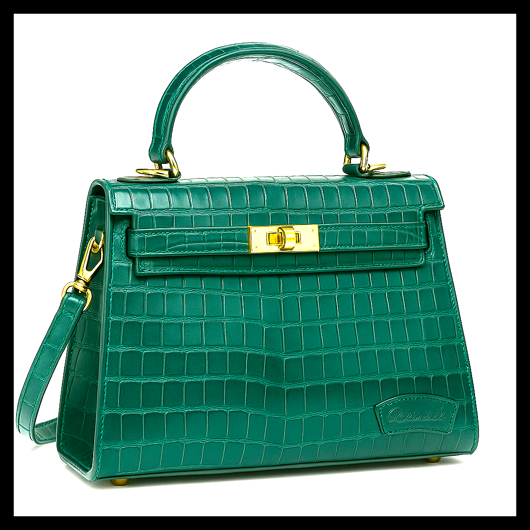 Crimson Croc Embossed Leather Mini Handbag
